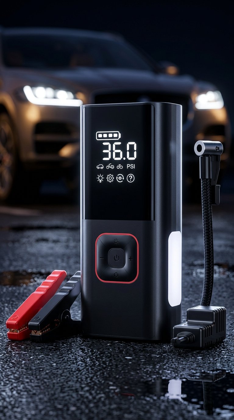Pro 5000A Jump Starter & 160 PSI Digital Tire Inflator (4-in-1 Kit)